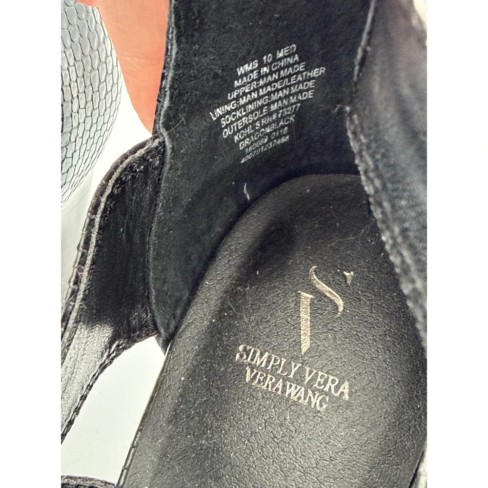 Simply Vera Vera Wang Y2K Style Black Strappy Heels Ankle Sandals Women's 10